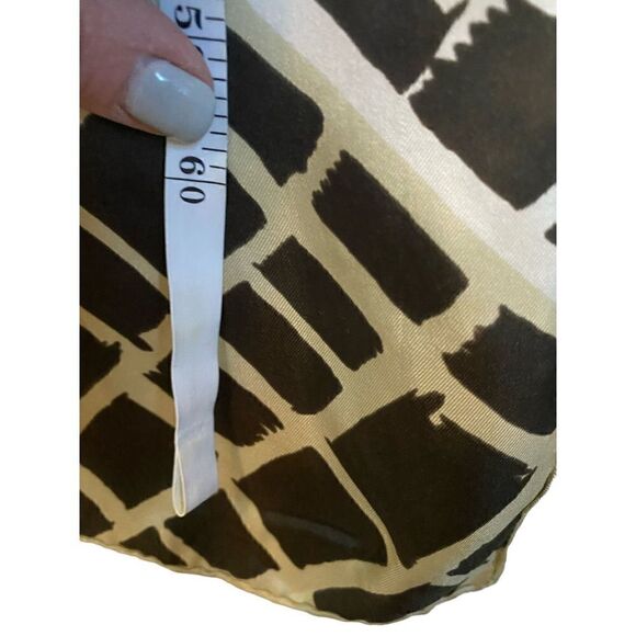 Echo long scarf white with brown abstract squares vintage - Picture 5 of 9